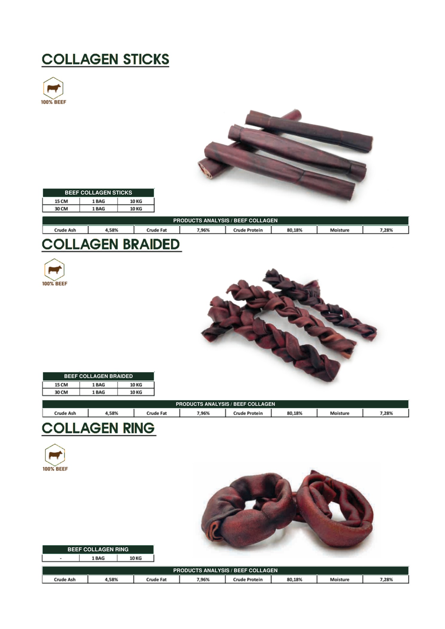 Collagen Sticks, Braids & Rings
